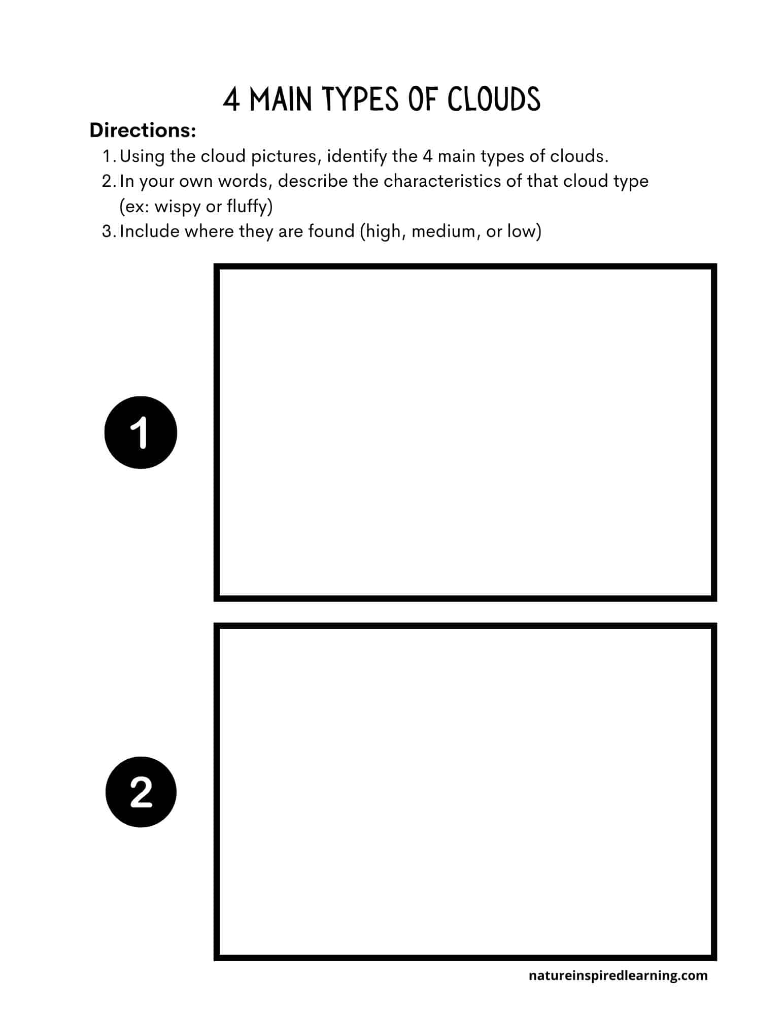 Types of Clouds Printables, Worksheets, and Activities