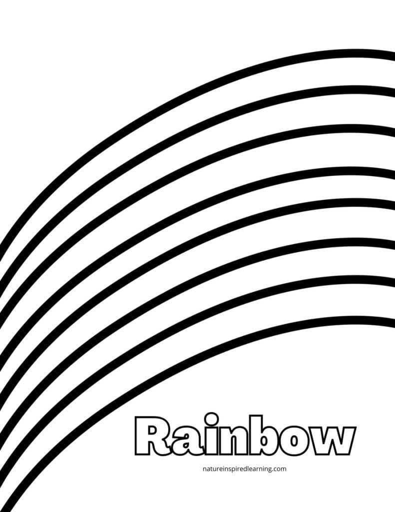 large rainbow bands with bubble text rainbow coloring sheet