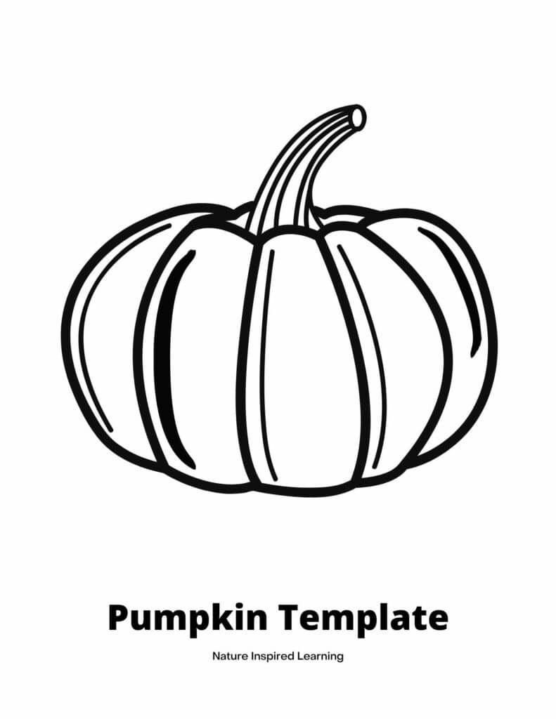 large pumpkin template coloring page with text Pumpkin Template across bottom