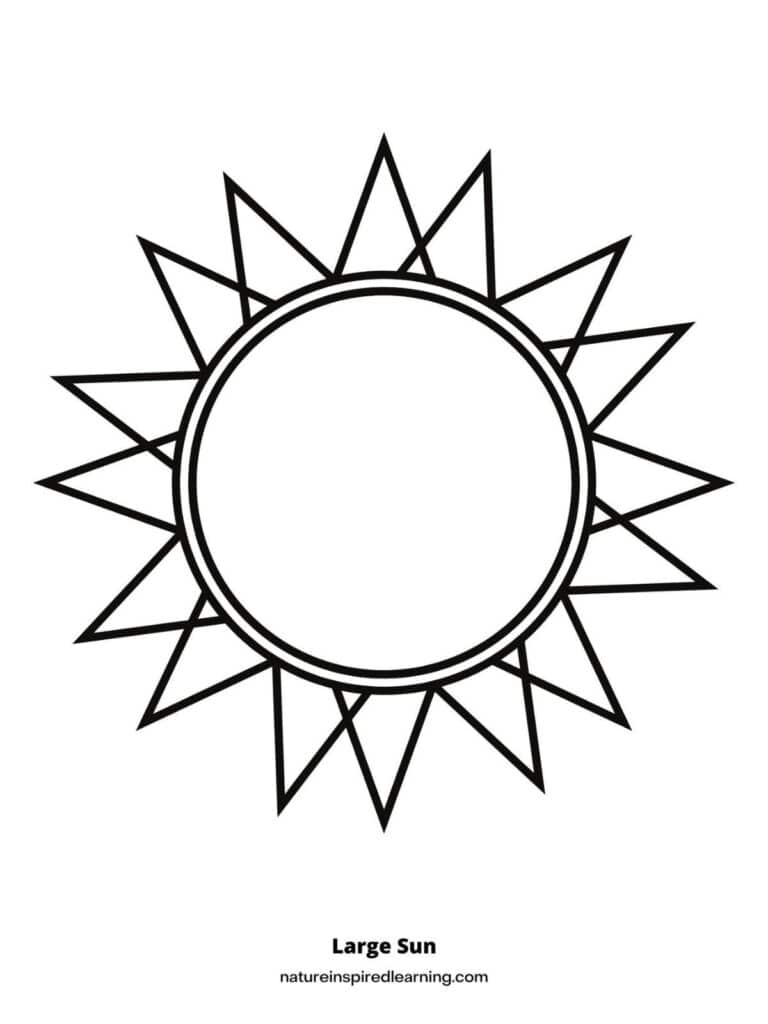 simple sun template one large sun black and white printable