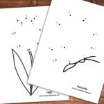 two printable dot to dot worksheets with numbers 1-20 butterfly and flower on a wooden background