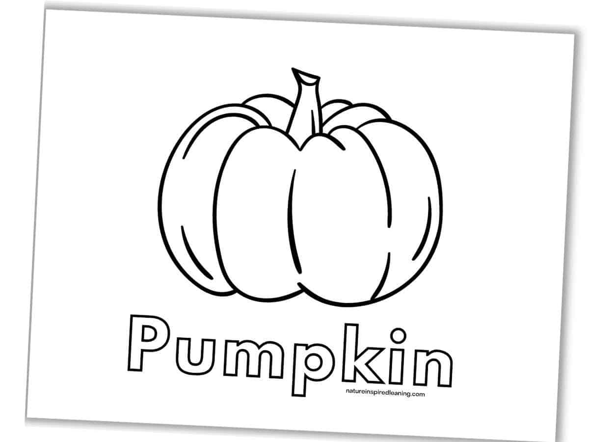 printable with one large pumpkin outline with word Pumpkin below in outline form