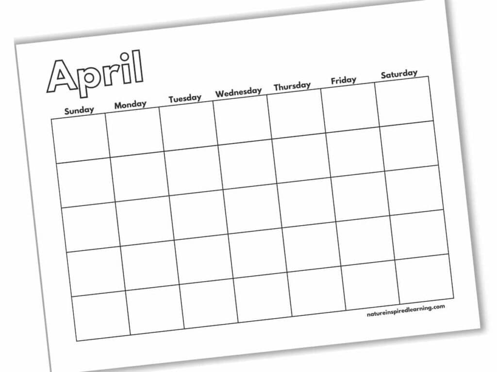Free Printable Blank Calendars - Nature Inspired Learning