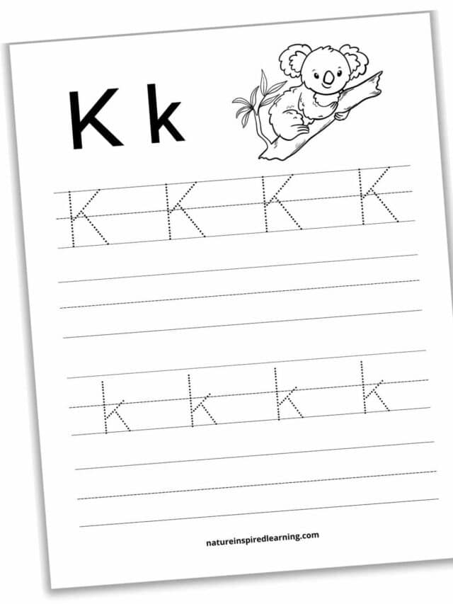 Letter K Tracing Worksheets - Nature Inspired Learning
